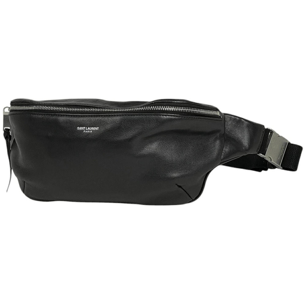 Saint Laurent Paris Body Bag Waist Pouch Clutch Leather Black